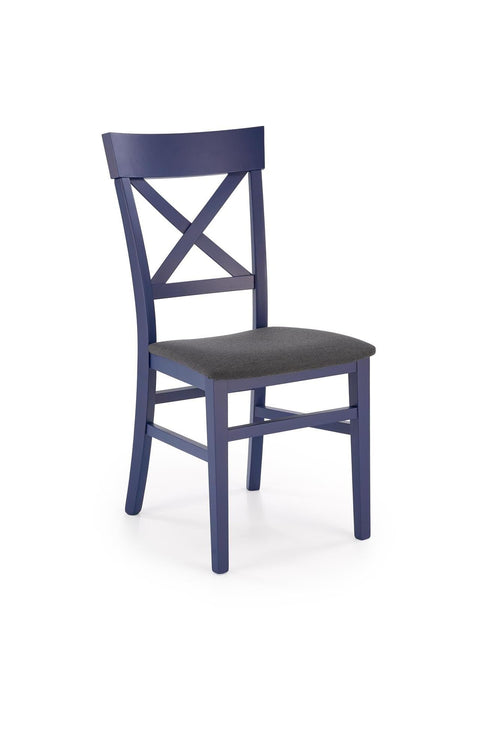 Scaun tapitat cu stofa si picioare din lemn Tutti 2 Albastru Inchis / Negru, l45xA49xH90 cm
