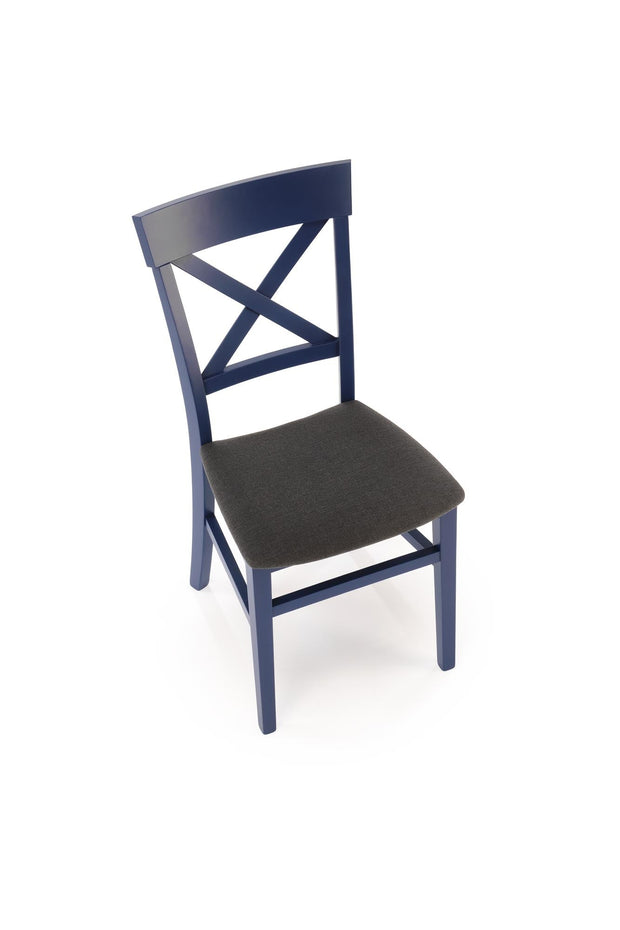 Scaun tapitat cu stofa si picioare din lemn Tutti 2 Albastru Inchis / Negru, l45xA49xH90 cm (1)