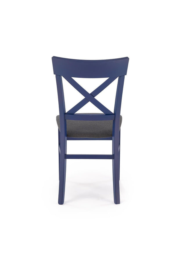 Scaun tapitat cu stofa si picioare din lemn Tutti 2 Albastru Inchis / Negru, l45xA49xH90 cm (2)