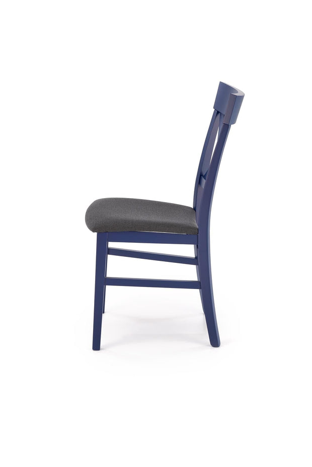 Scaun tapitat cu stofa si picioare din lemn Tutti 2 Albastru Inchis / Negru, l45xA49xH90 cm (3)