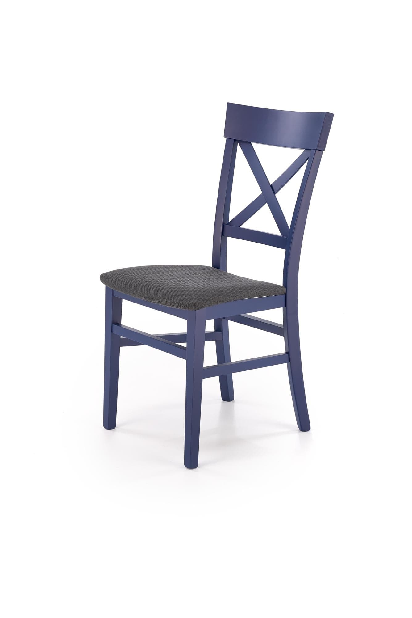 Scaun tapitat cu stofa si picioare din lemn Tutti 2 Albastru Inchis / Negru, l45xA49xH90 cm (4)