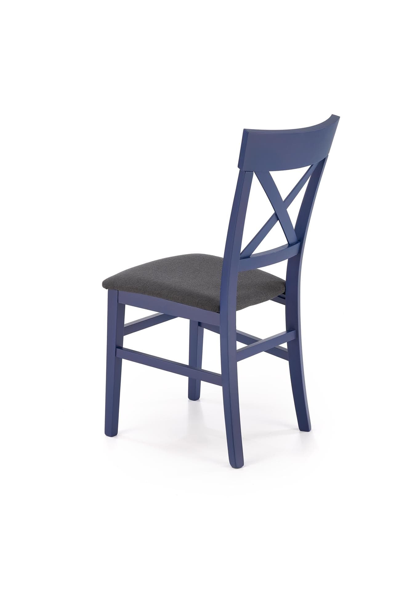 Scaun tapitat cu stofa si picioare din lemn Tutti 2 Albastru Inchis / Negru, l45xA49xH90 cm (5)
