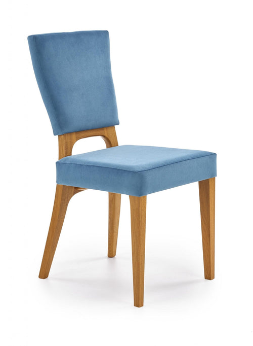 Halmar Scaun tapitat cu stofa si picioare din lemn, Wency Velvet Turcoaz / Stejar, l43xA56xH91 cm