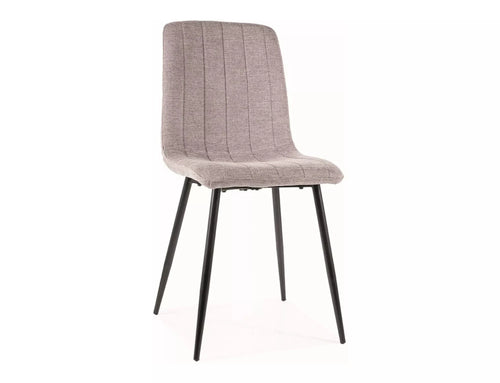 Scaun tapitat cu stofa si picioare metalice, Alan Brego Gri / Negru, l45xA39xH91 cm