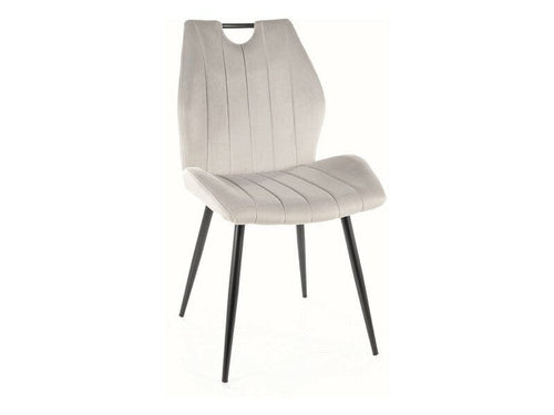 Scaun tapitat cu stofa si picioare metalice, Arco Velvet Gri / Negru, l51xA46xH91 cm