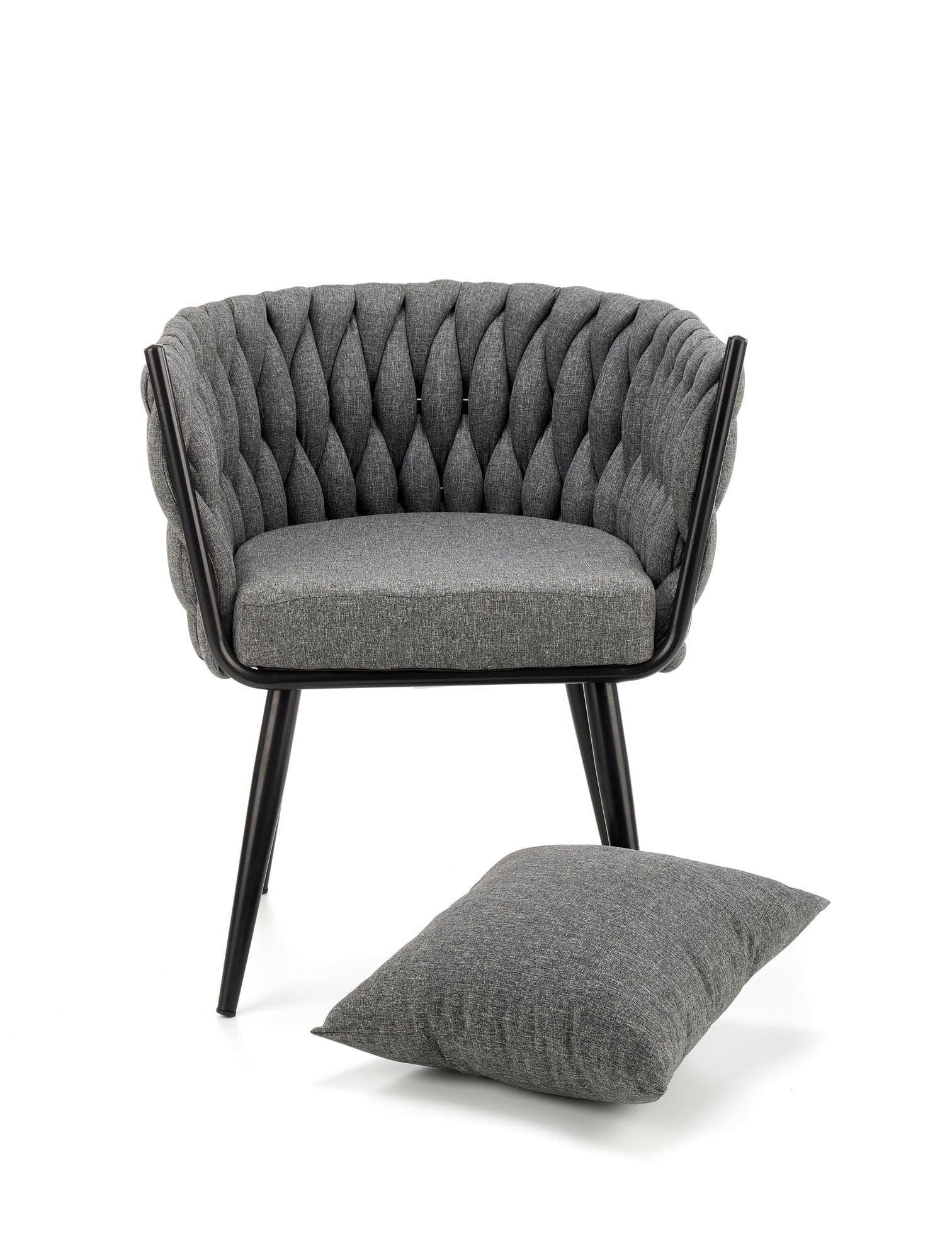 Halmar Scaun tapitat cu stofa si picioare metalice Avalon Gri / Negru, l67xA55xH77 cm