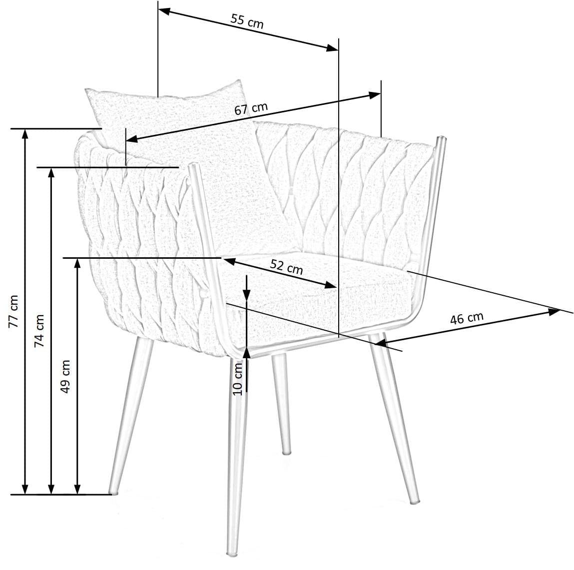 Halmar Scaun tapitat cu stofa si picioare metalice Avalon Gri / Negru, l67xA55xH77 cm