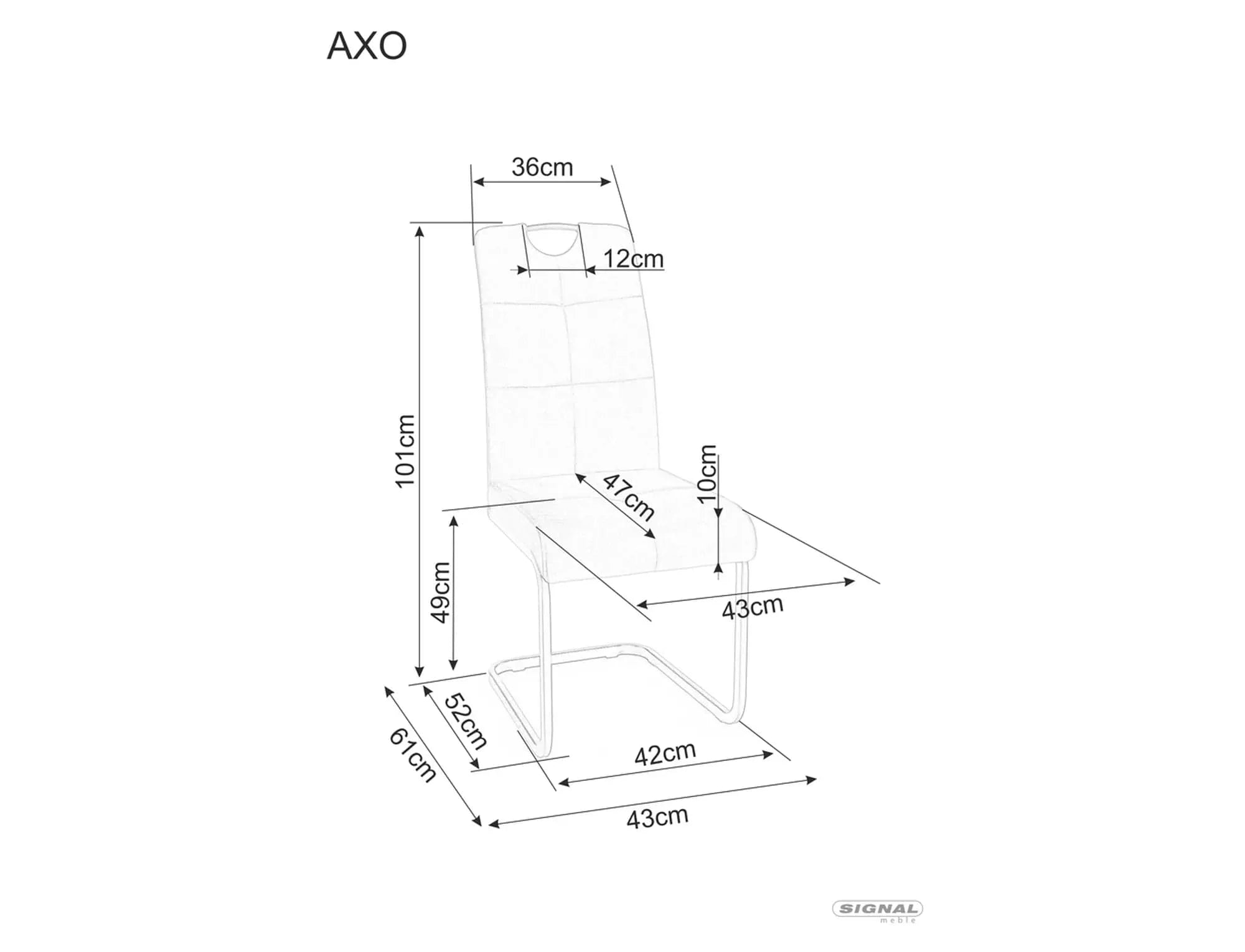 Scaun tapitat cu stofa si picioare metalice, Axo Velvet Bej / Negru, l43xA47xH101 cm (1)