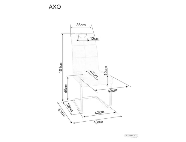 Scaun tapitat cu stofa si picioare metalice, Axo Velvet Bej / Negru, l43xA47xH101 cm (1)