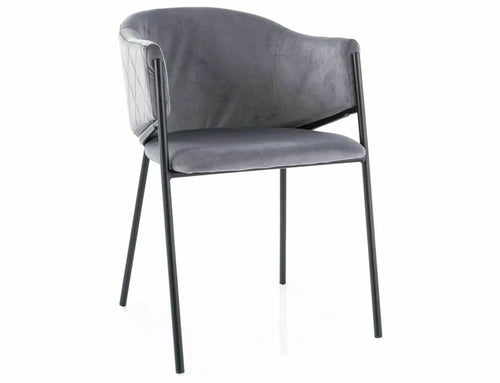 Scaun tapitat cu stofa si picioare metalice, Bono Velvet Gri / Negru, l55xA44xH77 cm