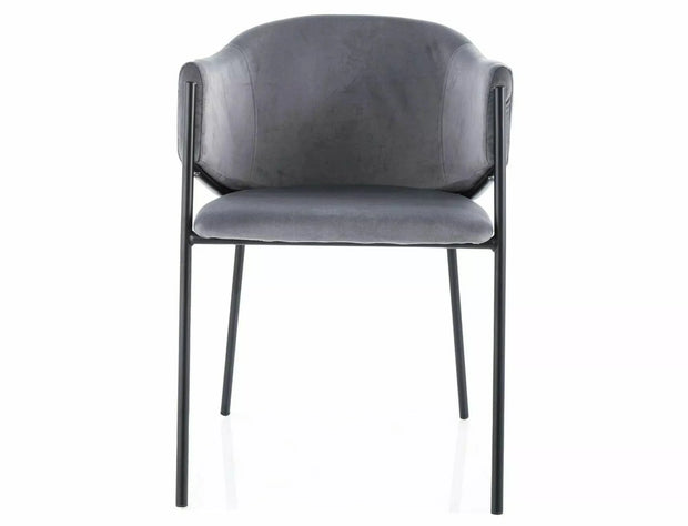 Scaun tapitat cu stofa si picioare metalice, Bono Velvet Gri / Negru, l55xA44xH77 cm (1)