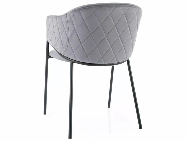 Scaun tapitat cu stofa si picioare metalice, Bono Velvet Gri / Negru, l55xA44xH77 cm (2)