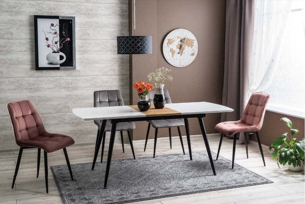Signal Scaun tapitat cu stofa si picioare metalice Chase Velvet Roz / Negru, l50xA58xH88 cm
