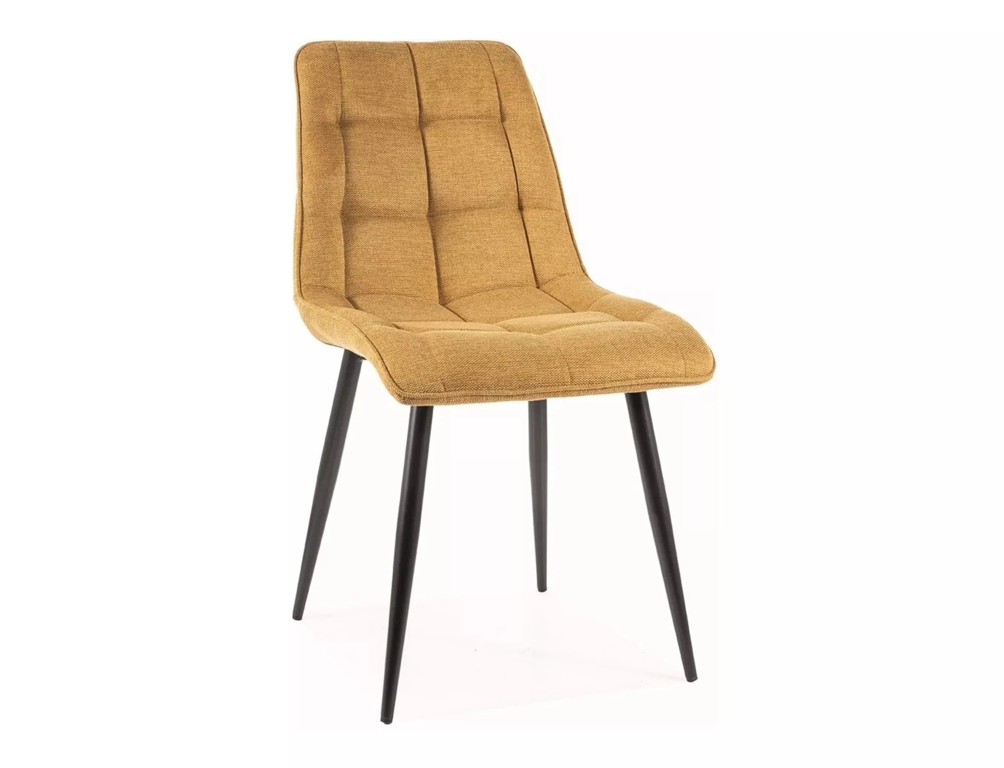 Scaun tapitat cu stofa si picioare metalice, Chic Brego Galben / Negru, l50xA43xH88 cm