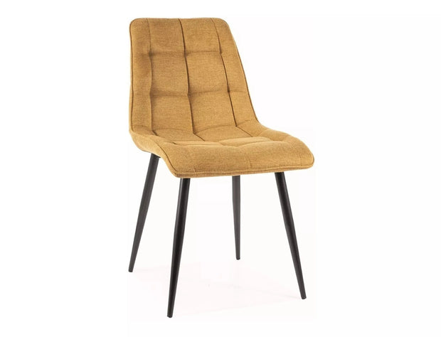Scaun tapitat cu stofa si picioare metalice, Chic Brego Galben / Negru, l50xA43xH88 cm