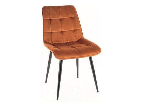 Scaun tapitat cu stofa si picioare metalice, Chic Velvet Maro / Negru, l50xA43xH88 cm
