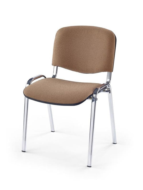 Halmar Scaun tapitat cu stofa si picioare metalice, Isidor C Bej Inchis / Crom, l53xA55xH82 cm