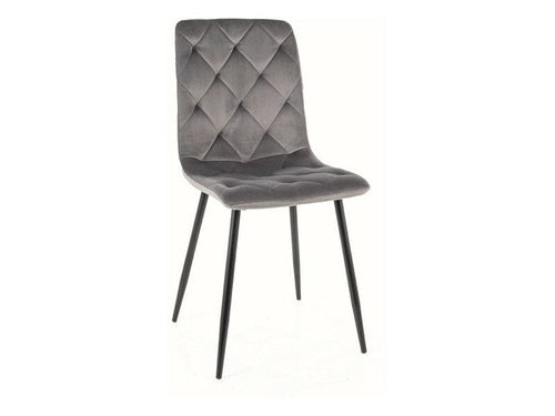 Scaun tapitat cu stofa si picioare metalice, Jerry Velvet Gri / Negru, l45xA39xH91 cm