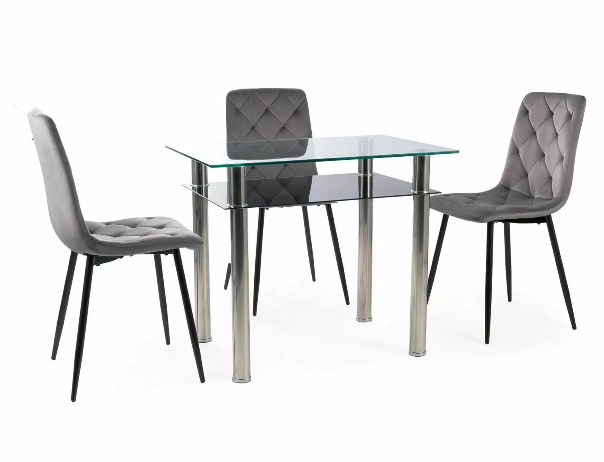 Scaun tapitat cu stofa si picioare metalice, Jerry Velvet Gri / Negru, l45xA39xH91 cm (2)
