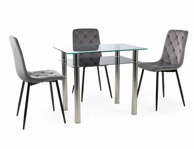 Scaun tapitat cu stofa si picioare metalice, Jerry Velvet Gri / Negru, l45xA39xH91 cm (2)