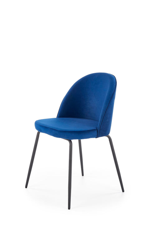 Scaun tapitat cu stofa si picioare metalice, K314 Albastru Inchis / Negru, l49xA50xH80 cm