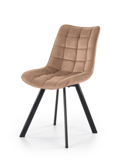 Scaun tapitat cu stofa si picioare metalice, K332 Bej / Negru, l46xA61xH84 cm
