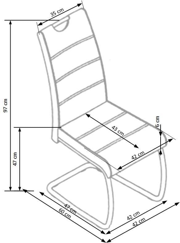 Scaun tapitat cu stofa si picioare metalice, K349 Gri / Crom, l42xA60xH97 cm (2)