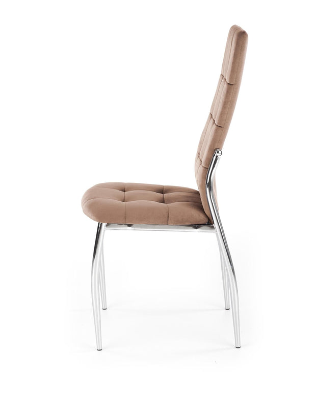 Scaun tapitat cu stofa si picioare metalice, K416 Velvet Bej / Crom, l43xA54xH101 cm (1)