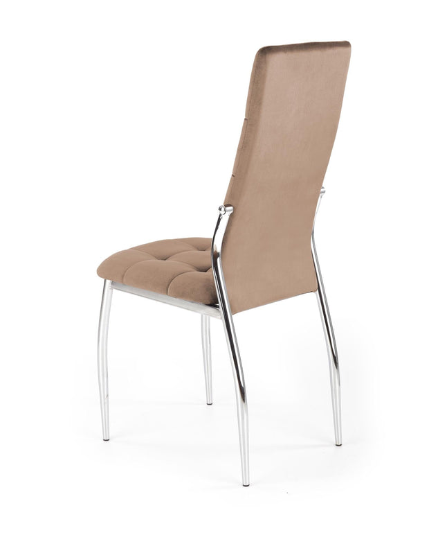 Scaun tapitat cu stofa si picioare metalice, K416 Velvet Bej / Crom, l43xA54xH101 cm (2)