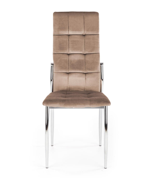 Scaun tapitat cu stofa si picioare metalice, K416 Velvet Bej / Crom, l43xA54xH101 cm (4)
