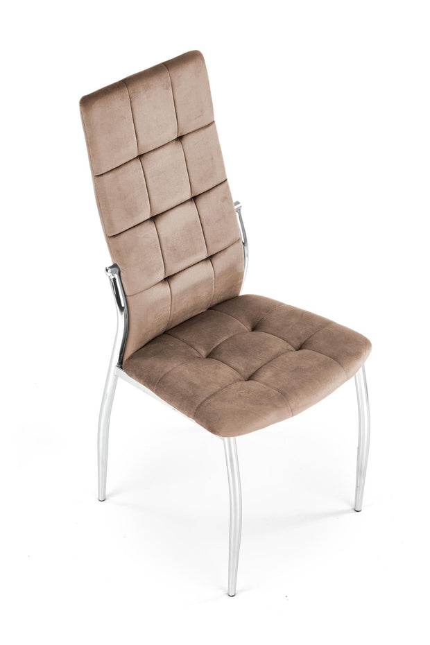Scaun tapitat cu stofa si picioare metalice, K416 Velvet Bej / Crom, l43xA54xH101 cm (5)