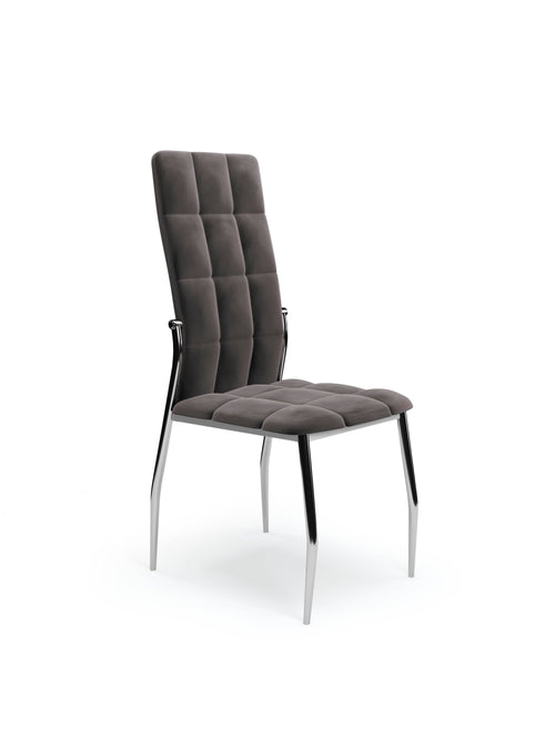 Scaun tapitat cu stofa si picioare metalice, K416 Velvet Gri / Crom, l43xA54xH101 cm