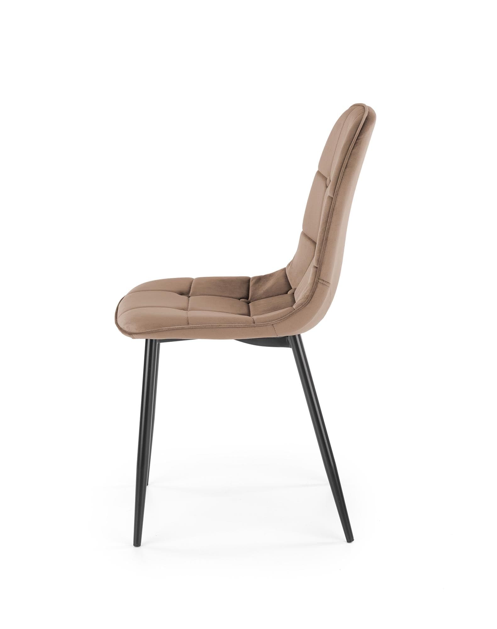 Scaun tapitat cu stofa si picioare metalice, K417 Velvet Bej / Negru, l44xA56xH87 cm (1)