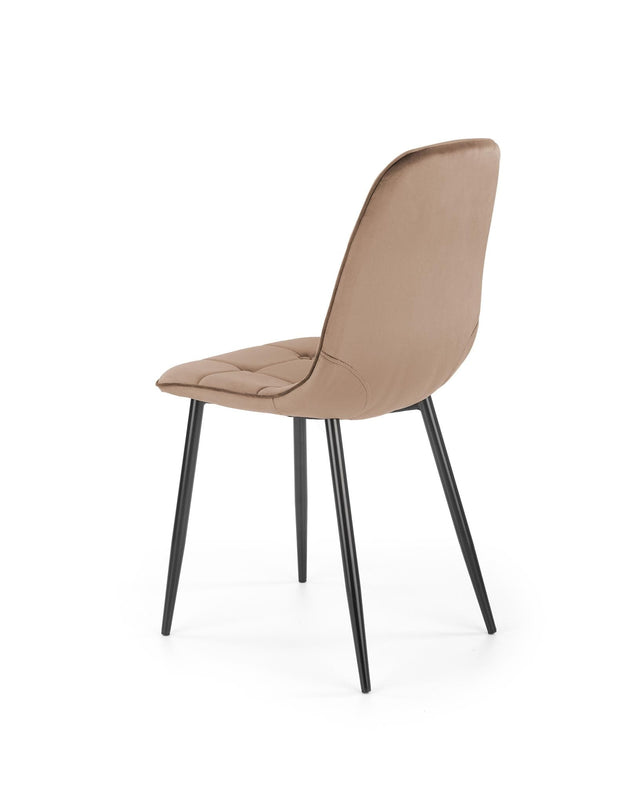 Scaun tapitat cu stofa si picioare metalice, K417 Velvet Bej / Negru, l44xA56xH87 cm (2)