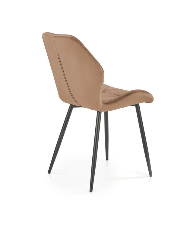 Scaun tapitat cu stofa si picioare metalice, K453 Velvet Bej / Negru, l48xA53xH86 cm (6)