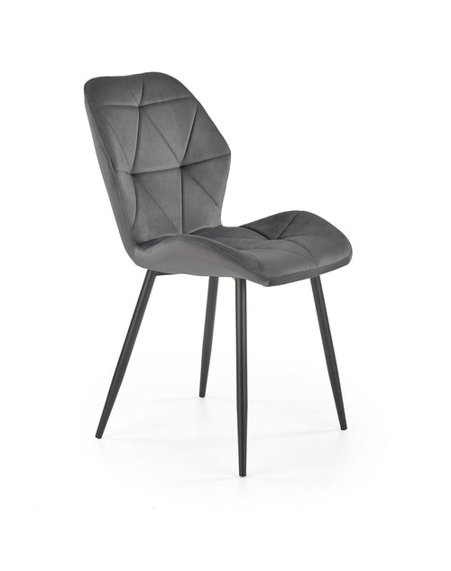 Scaun tapitat cu stofa si picioare metalice, K453 Velvet Gri / Negru, l48xA53xH86 cm