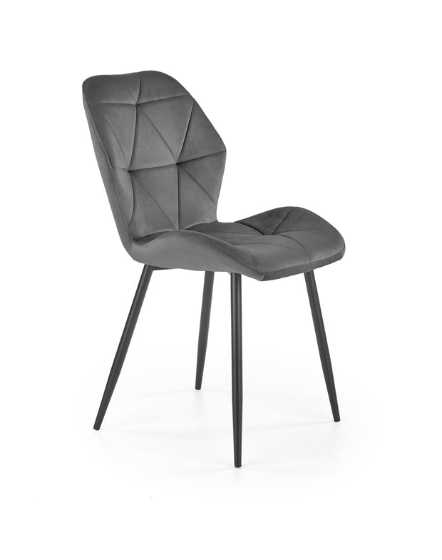 Scaun tapitat cu stofa si picioare metalice, K453 Velvet Gri / Negru, l48xA53xH86 cm