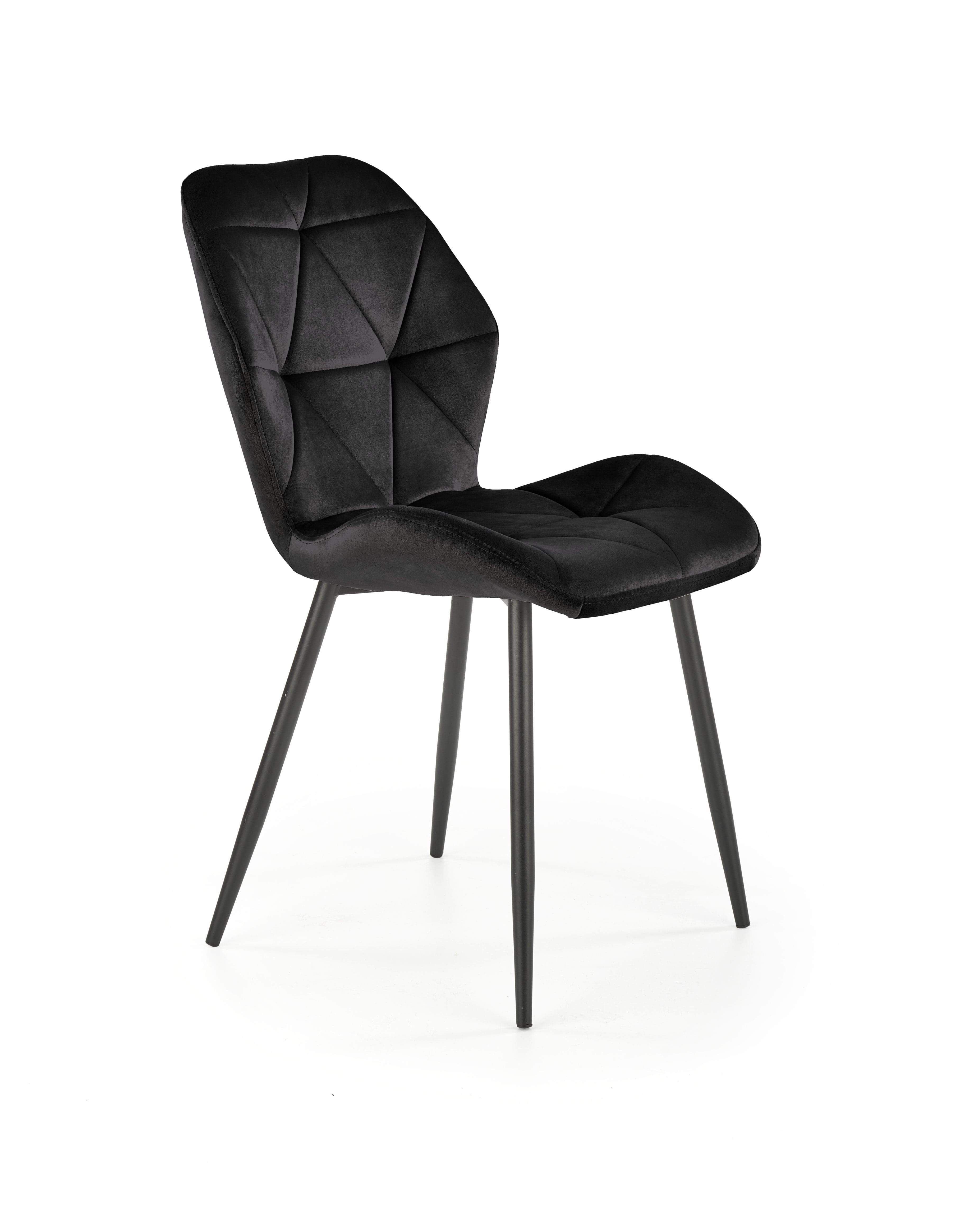 Scaun tapitat cu stofa si picioare metalice, K453 Velvet Negru, l48xA53xH86 cm