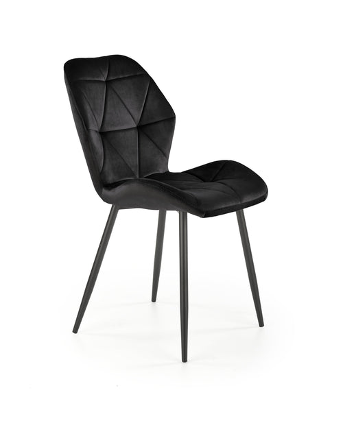 Scaun tapitat cu stofa si picioare metalice, K453 Velvet Negru, l48xA53xH86 cm