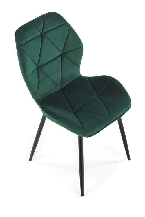 Scaun tapitat cu stofa si picioare metalice, K453 Velvet Verde Inchis / Negru, l48xA53xH86 cm