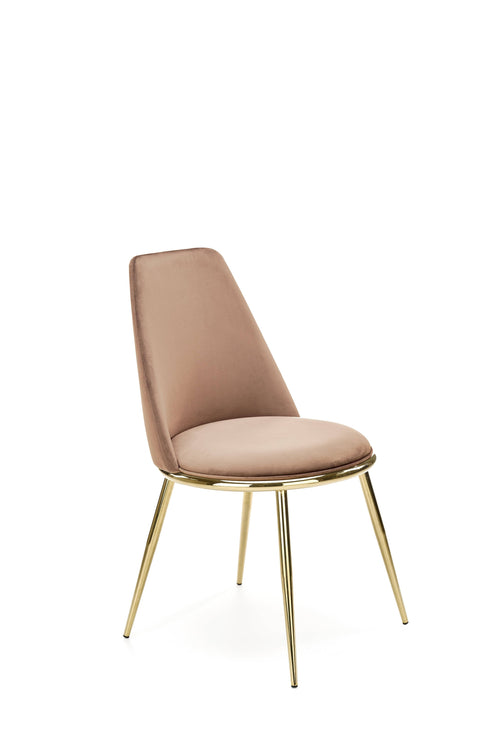 Scaun tapitat cu stofa si picioare metalice, K460 Velvet Bej / Auriu, l49xA54xH84 cm