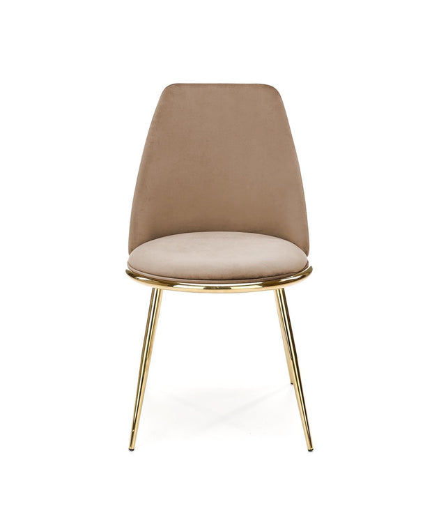 Scaun tapitat cu stofa si picioare metalice, K460 Velvet Bej / Auriu, l49xA54xH84 cm (1)