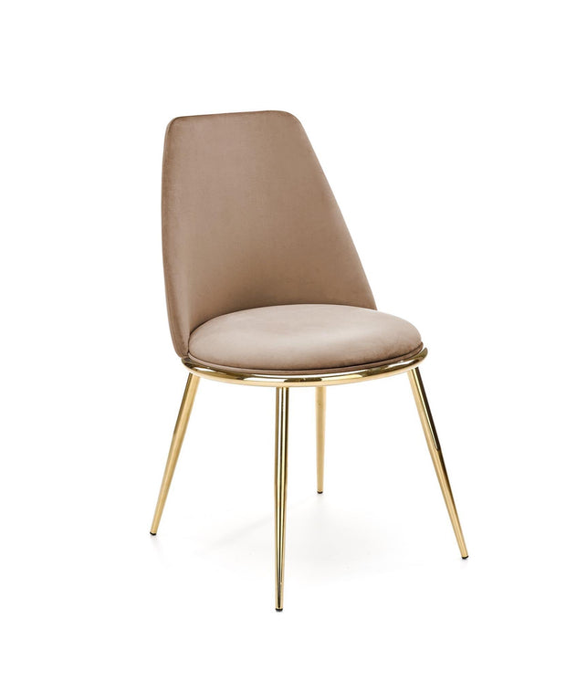 Scaun tapitat cu stofa si picioare metalice, K460 Velvet Bej / Auriu, l49xA54xH84 cm (2)