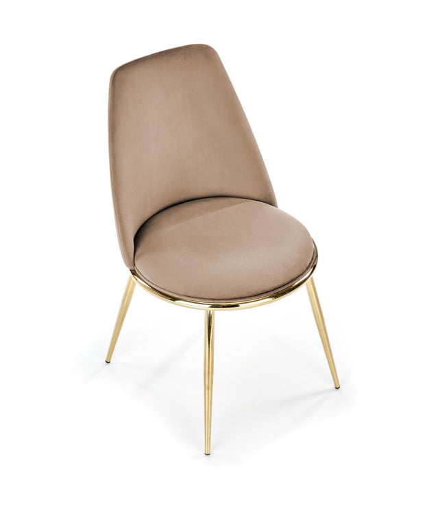 Scaun tapitat cu stofa si picioare metalice, K460 Velvet Bej / Auriu, l49xA54xH84 cm (4)