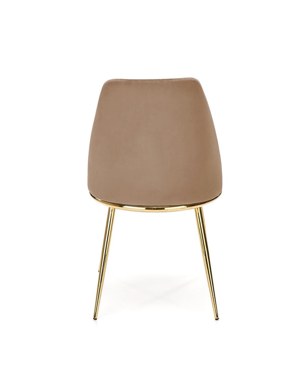 Scaun tapitat cu stofa si picioare metalice, K460 Velvet Bej / Auriu, l49xA54xH84 cm (5)