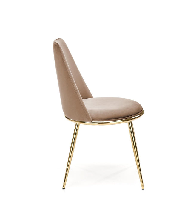 Scaun tapitat cu stofa si picioare metalice, K460 Velvet Bej / Auriu, l49xA54xH84 cm (6)