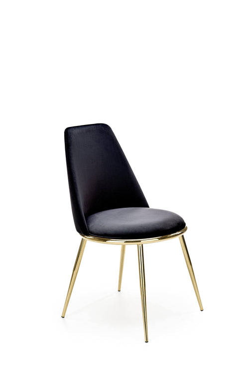 Scaun tapitat cu stofa si picioare metalice, K460 Velvet Negru / Auriu, l49xA54xH84 cm