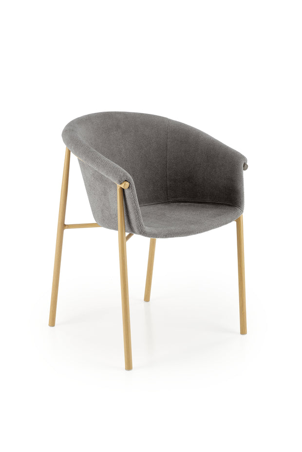 Scaun tapitat cu stofa si picioare metalice, K489 Gri / Stejar, l59xA56xH80 cm