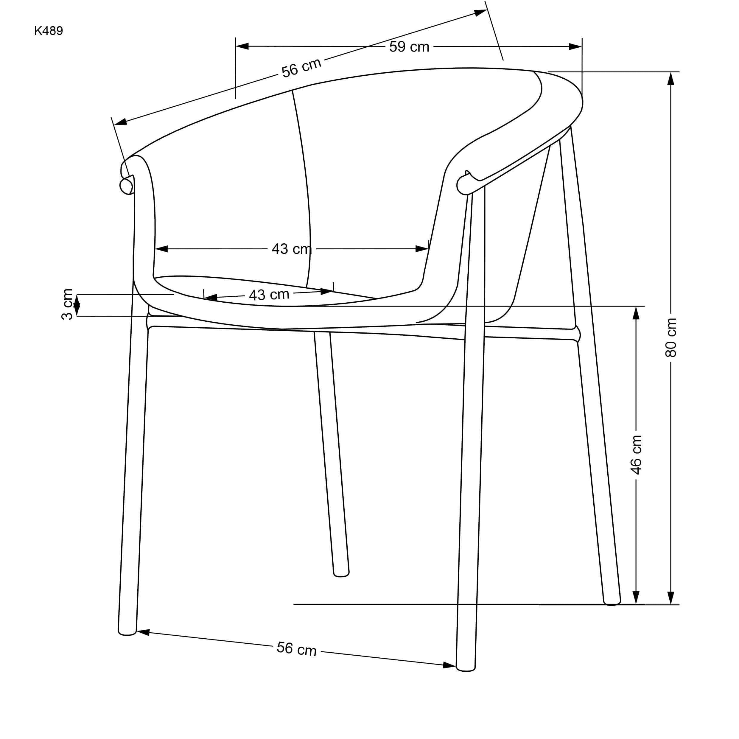 Scaun tapitat cu stofa si picioare metalice, K489 Gri / Stejar, l59xA56xH80 cm (2)