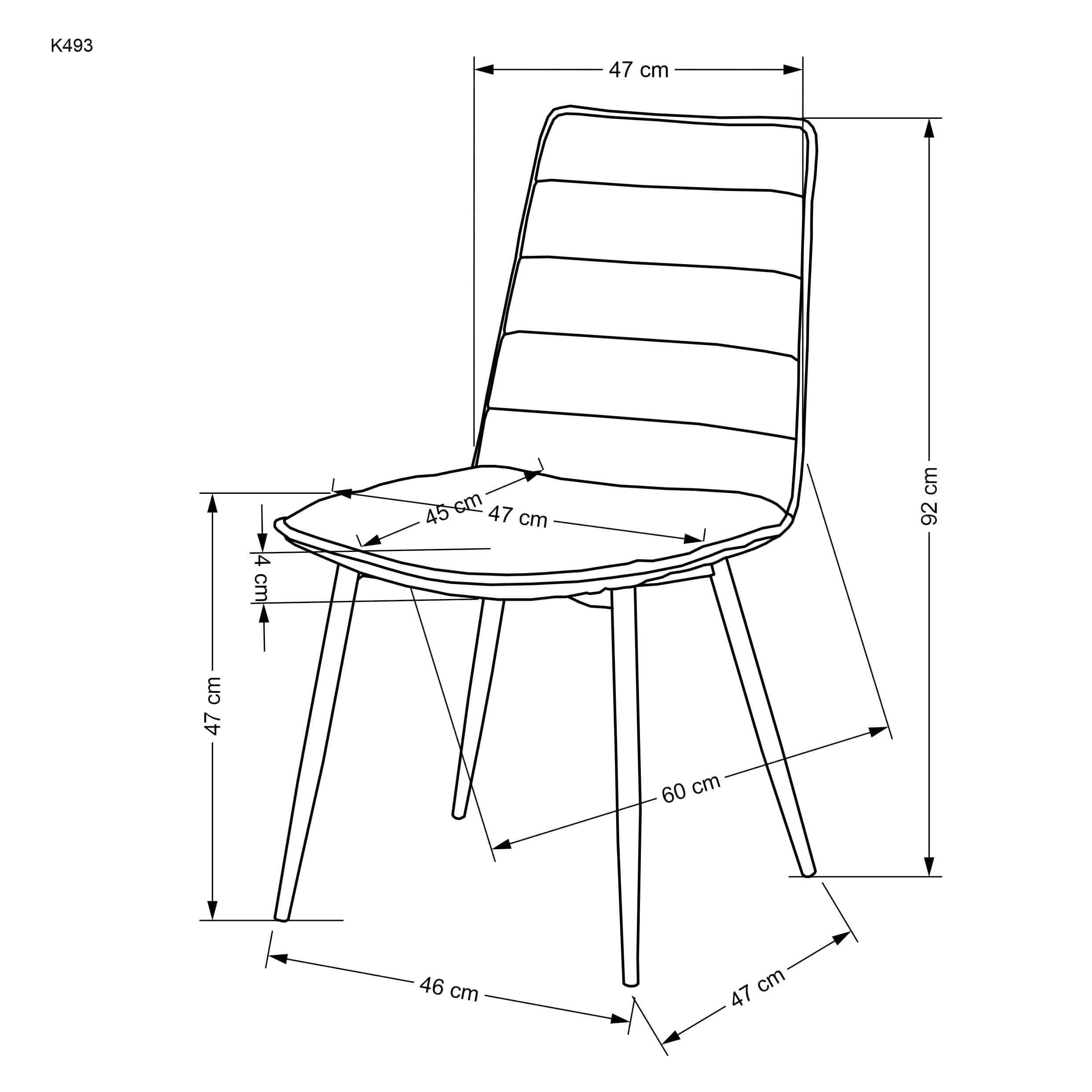 Scaun tapitat cu stofa si picioare metalice, K493 Galben / Negru, l47xA60xH92 cm (2)